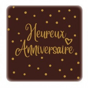 Plaquette en chocolat carrée Heureux Anniversaire